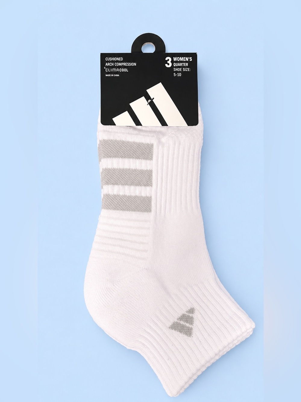 Adidas Women’s Cushioned Climacool Quarter Socks 3 Pair White NEW